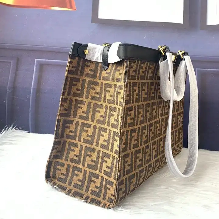 Affordable In Motif Black Medium Coffee Fabric X-Tote Peekaboo Fendi FF 0417